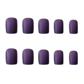 Matte Purple False Fingernails Full Cover Fake Nails Artificial False Nails Tips Nail Art - Default