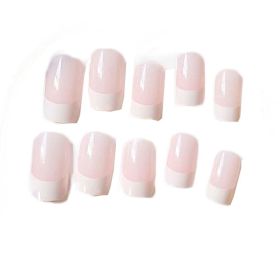 False Fingernails Pink Artificial False Nails Tips Full Cover Square Fake Nails - Default