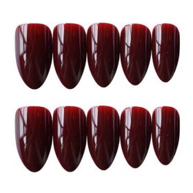 False Fingernails Wine Red Artificial False Nails Tips Long Full Cover Fake Nail Art Decoration Fake Nails - Default