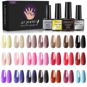 Limegirl Gel Nail Polish Kit Pink Glitter Pop Summer 40/24 Colors Semi-Permanent UV Led Gel Varnish Soak Nails - ZH247-3