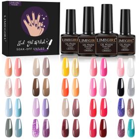 Limegirl Gel Nail Polish Kit Pink Glitter Pop Summer 40/24 Colors Semi-Permanent UV Led Gel Varnish Soak Nails - ZH241-1