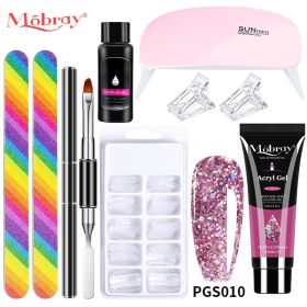 Nail Set Polish Products Set Manicure Cuticle Pusher Tips Finger Extend Mold Glue Poly Nail Accessories Art Brush Tool Kit - M-ZH19-22
