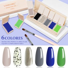 6 Colors Solid Cream Gel Nail Polish Canned Semi Permanent Varnish DIY Creamy Texture Painting Nail Art Solid UV Gel - ZH218-4