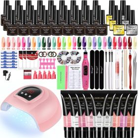 Nail Set Acrylic Nail Kit for Nail Extension Gel Nail Polish Set Quick Building Poly UV Gel Set With LED Nail Lamp Nail Tool Set - LH12-01