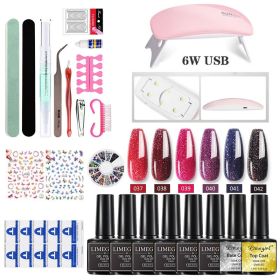 Nail Kit 8ml Gel Nail Polish with 6/54W UV LED Nail Lamp Semi-Permanent UV Varnish Soaked Gel Nail Polish Nail Starter Kit - ZH143-5