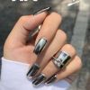 Cool Metallic Color Fake Nails Full Cover Long False Nails Art Tips Decoration for Party Prom Fake Nails - Default